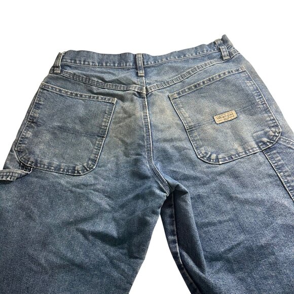 Authentic Issue Thrashed Wrangler Mens Relaxed Denim Carpenter Jeans SZ 32x34 - Picture 8 of 16